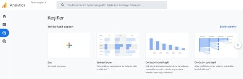 Google Analytics 4 Keşfet Sayfası